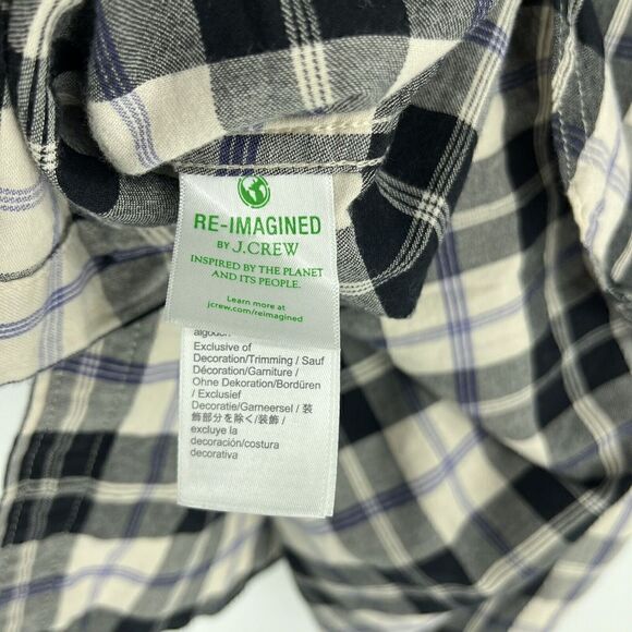 J Crew Shirt Size 4 Womens Ivory Fig Featherweight Flannel Friday Plaid Relaxed - Picture 8 of 10
